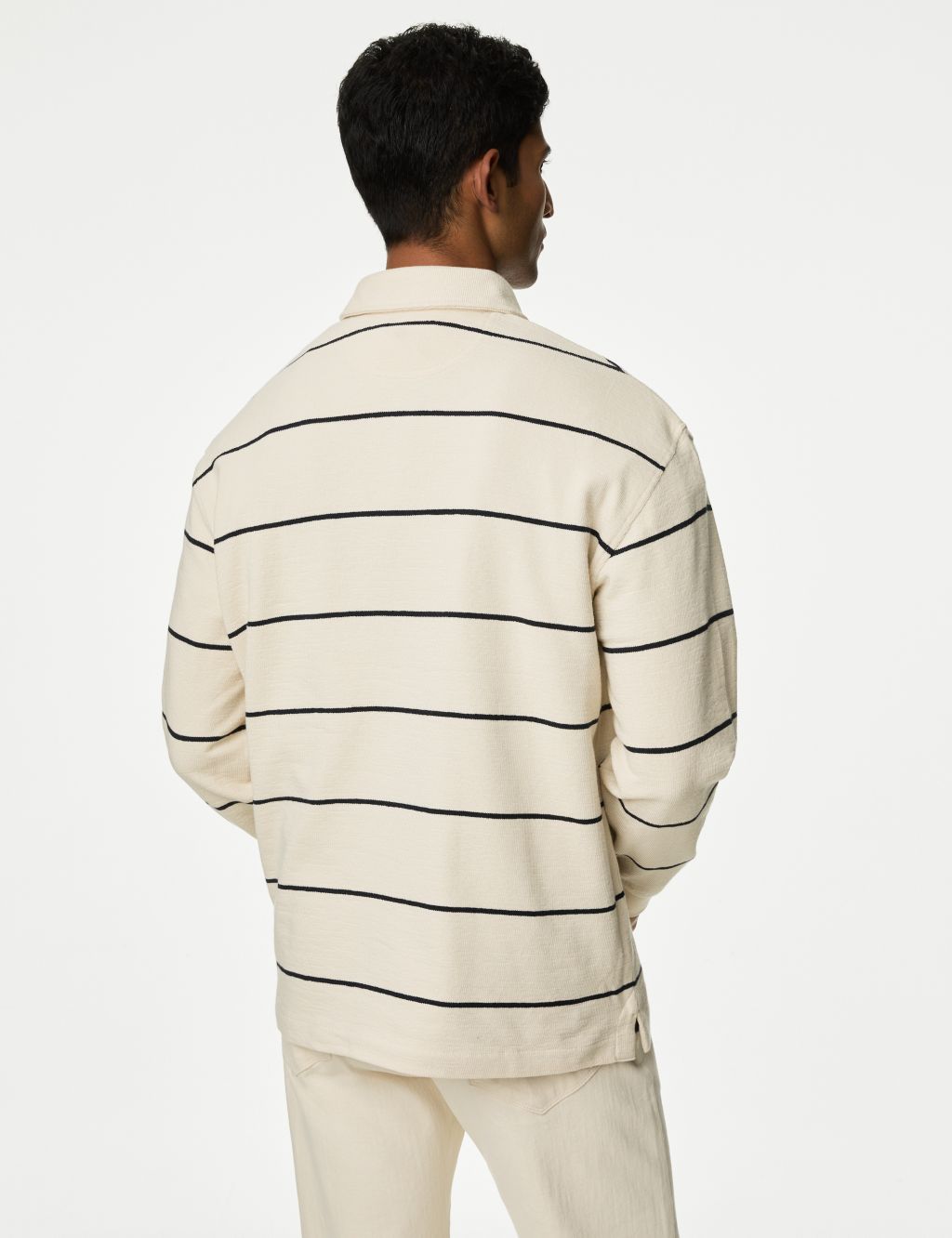 Pure Cotton Textured Striped Polo Shirt image 4