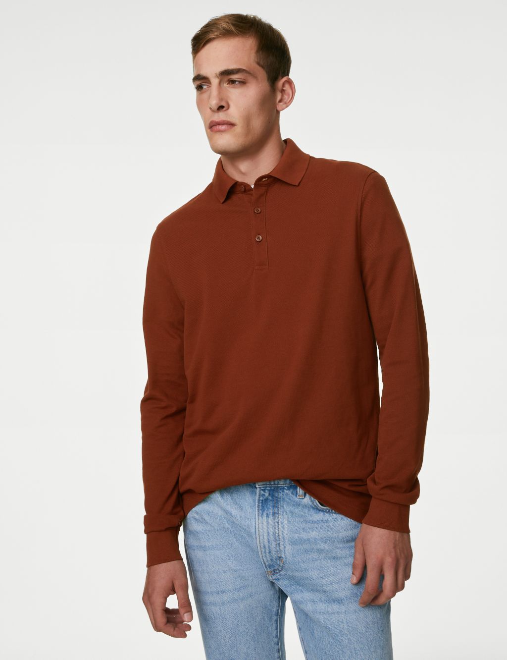 Pure Cotton Long Sleeve Polo Shirt image 3