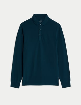 Pure Cotton Long Sleeve Polo Shirt
