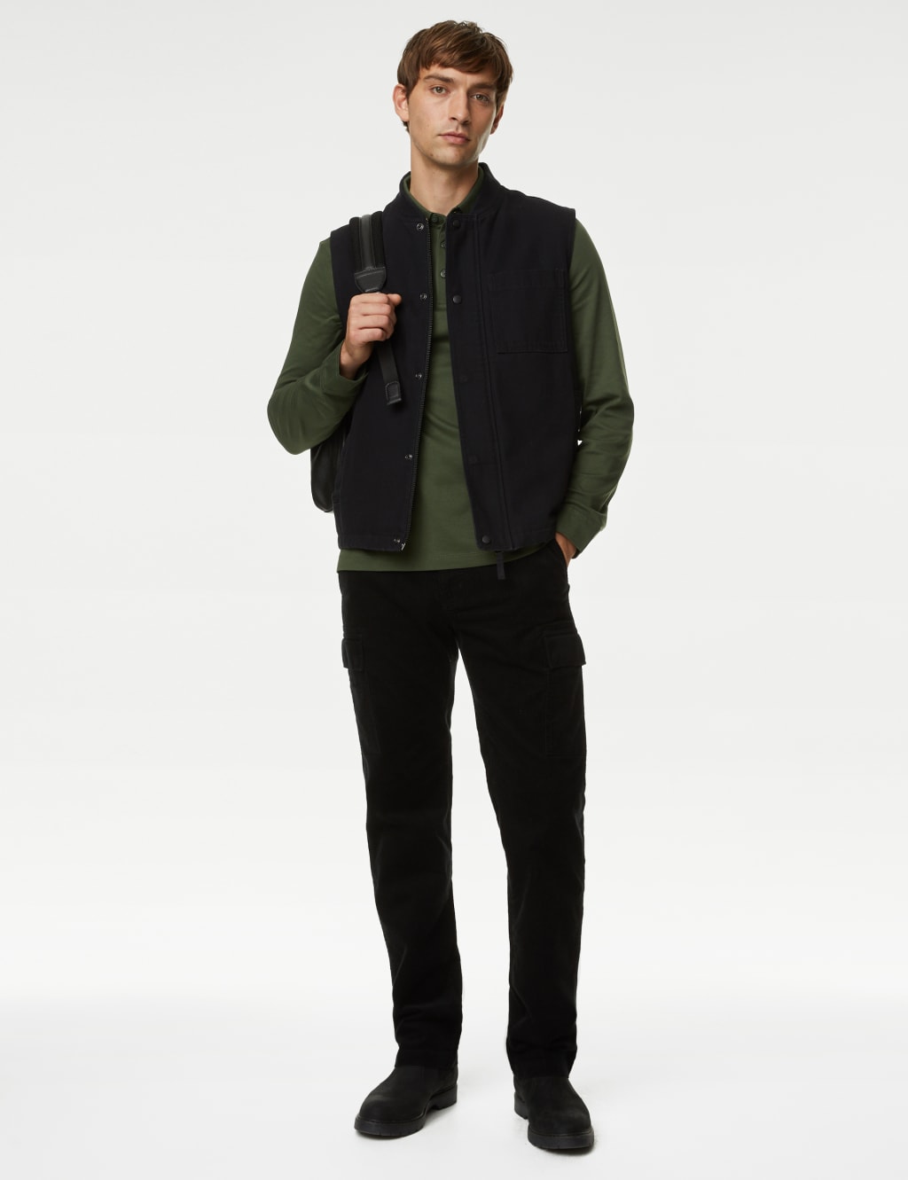 Pure Cotton Tipped Long Sleeve Polo Shirt image 3