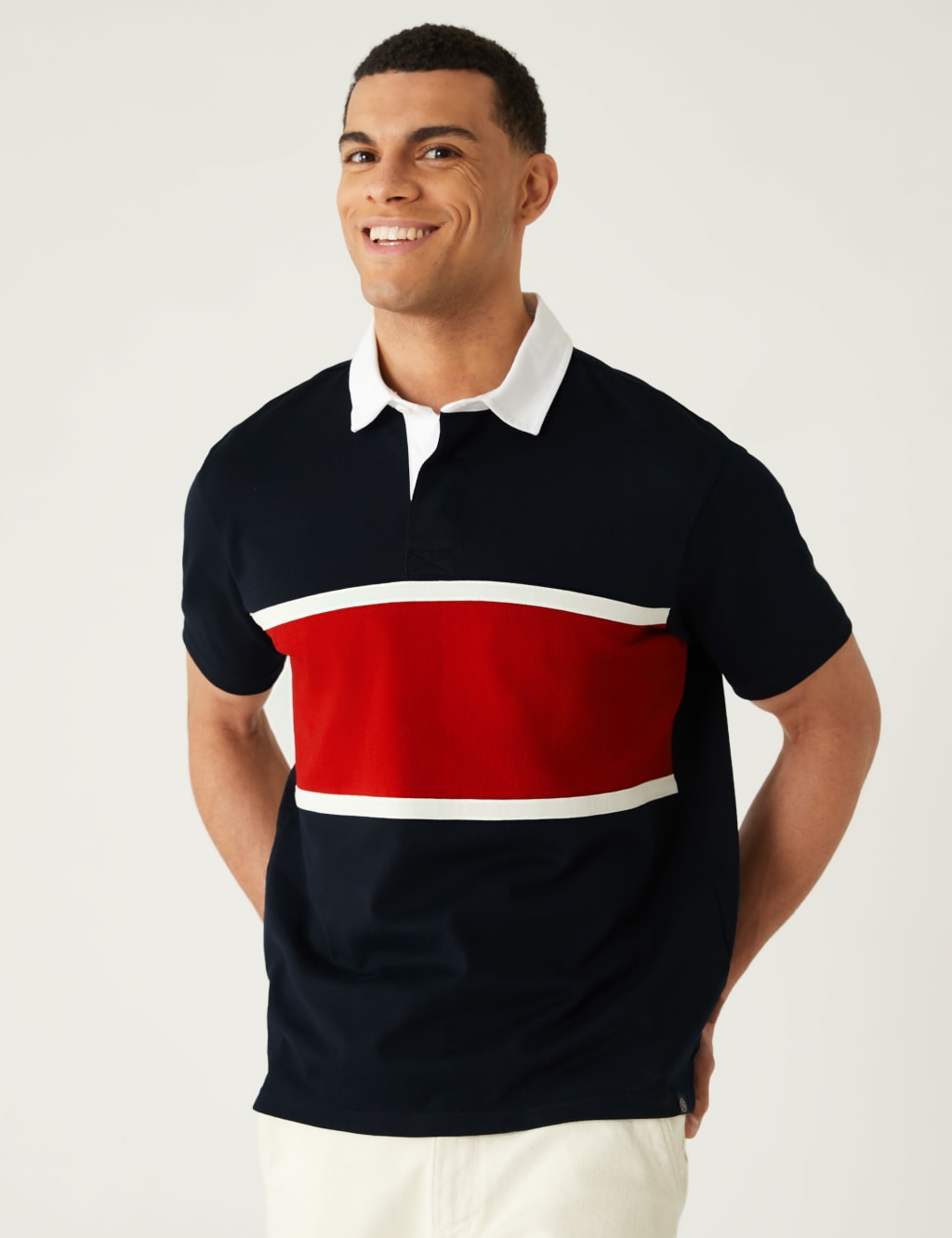 Men's Pure Cotton Colour Block Rugby Shirt image 3