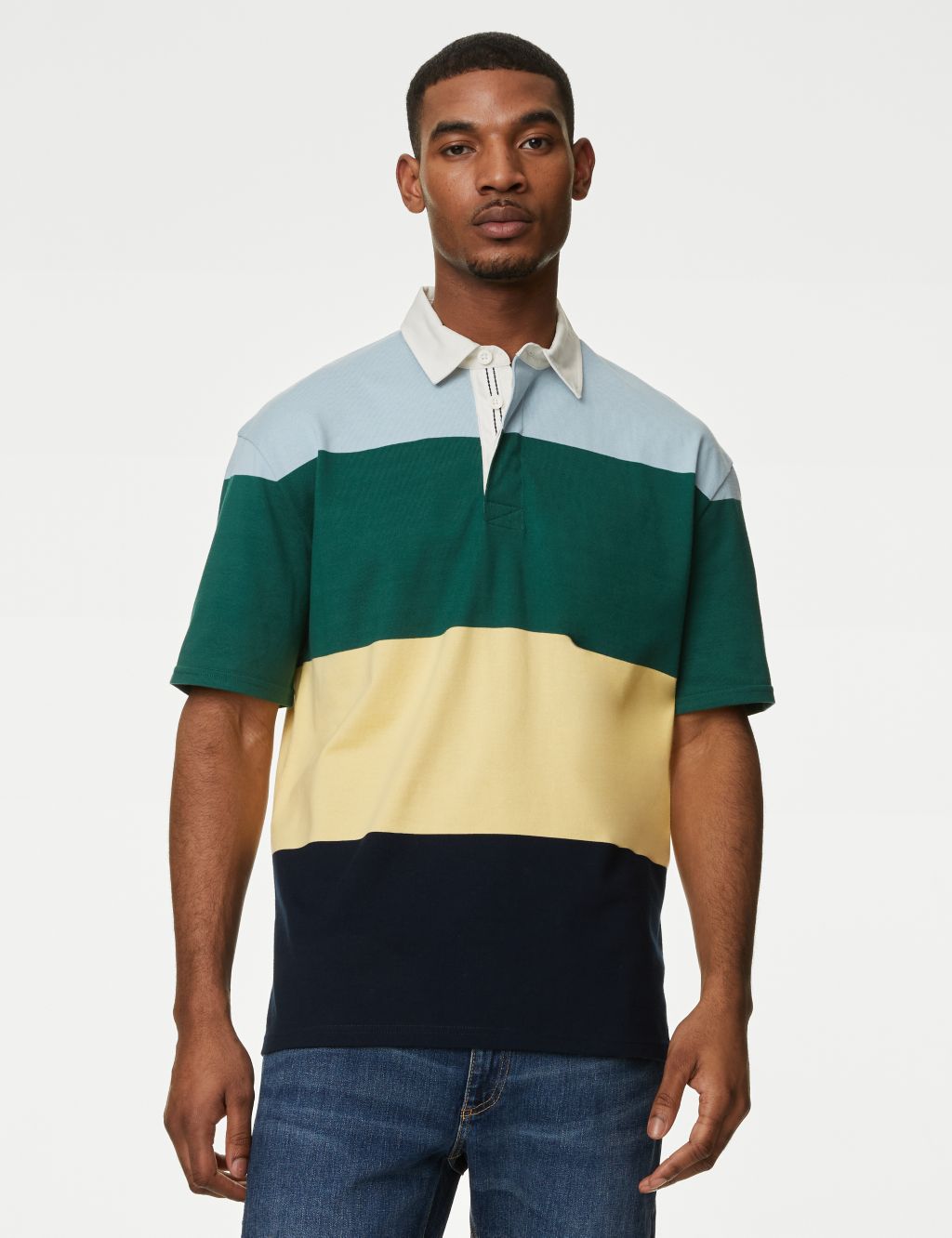 Oversized Pure Cotton Short Sleeve Rugby Shirt