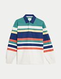 Camisa de rugby de rayas 100% algodón con bloques de color