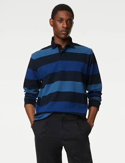 Pure Cotton Striped Rugby Shirt