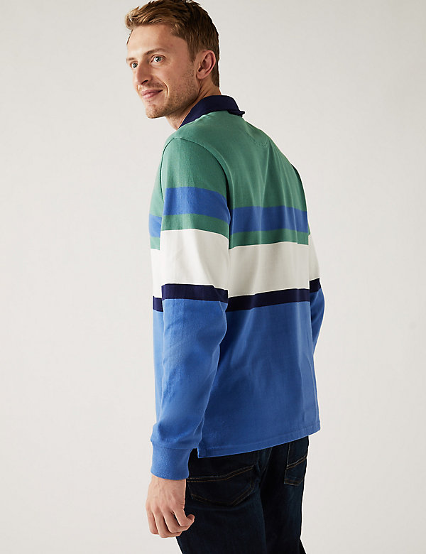 Pure Cotton Striped Long Sleeve Rugby Shirt - IL