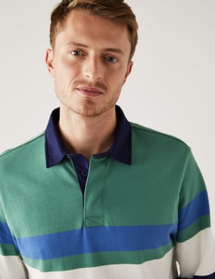 Pure Cotton Striped Long Sleeve Rugby Shirt M&S PT
