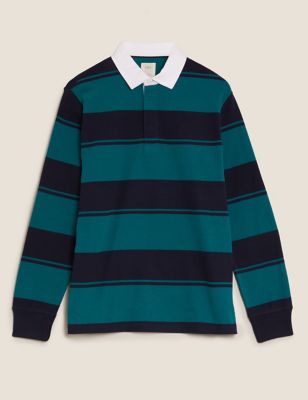M&S Mens Pure Cotton Striped Rugby Top