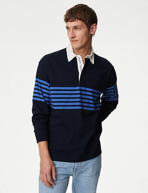Pure Cotton Chest Stripe Rugby Shirt - CA