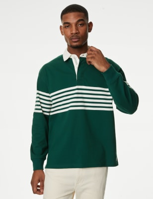 green striped rugby shirt