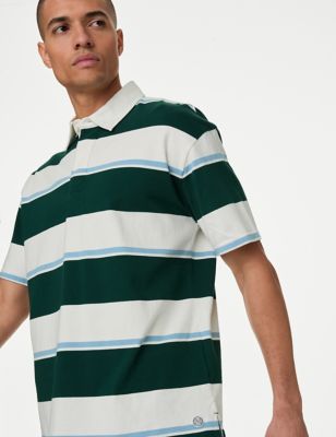 Pure Cotton Striped Short Sleeve Rugby Shirt - GR
