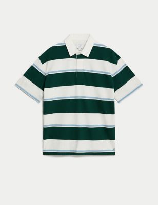 Pure Cotton Striped Short Sleeve Rugby Shirt