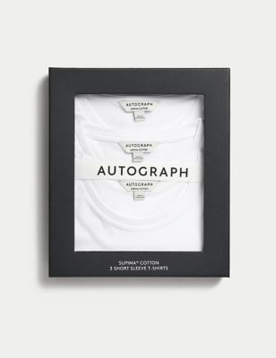 

Mens Autograph 3pk Pure Supima® Cotton T-Shirts - White, White