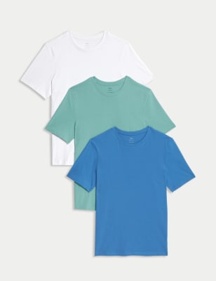 

M&S Collection Pack de 3 camisetas 100% algodón de escote cerradoMens - Ocean, Ocean