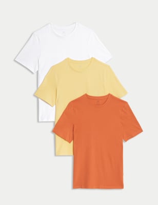 

Mens M&S Collection 3pk Pure Cotton Crew Neck T-Shirts - Yellow Mix, Yellow Mix