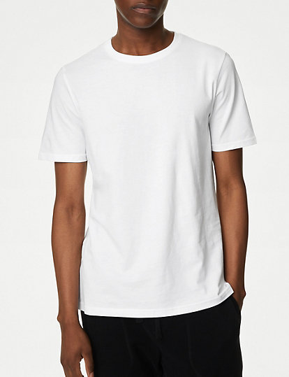 M&S Collection 3Pk Pure Cotton Crew Neck T-Shirts - Xxxlreg - White, White