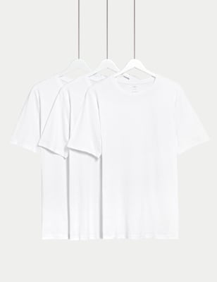 3pk Slim Fit Pure Cotton Crew Neck T-Shirts - FI