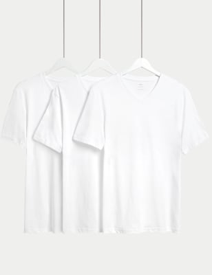 3pk Pure Cotton V-Neck T-Shirts