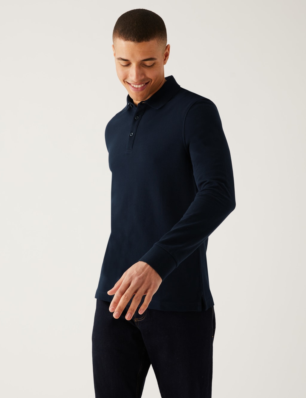 2pk Pure Cotton Long Sleeve Polo Shirts image 4