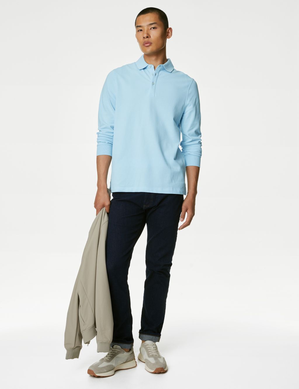2pk Pure Cotton Long Sleeve Polo Shirts image 3
