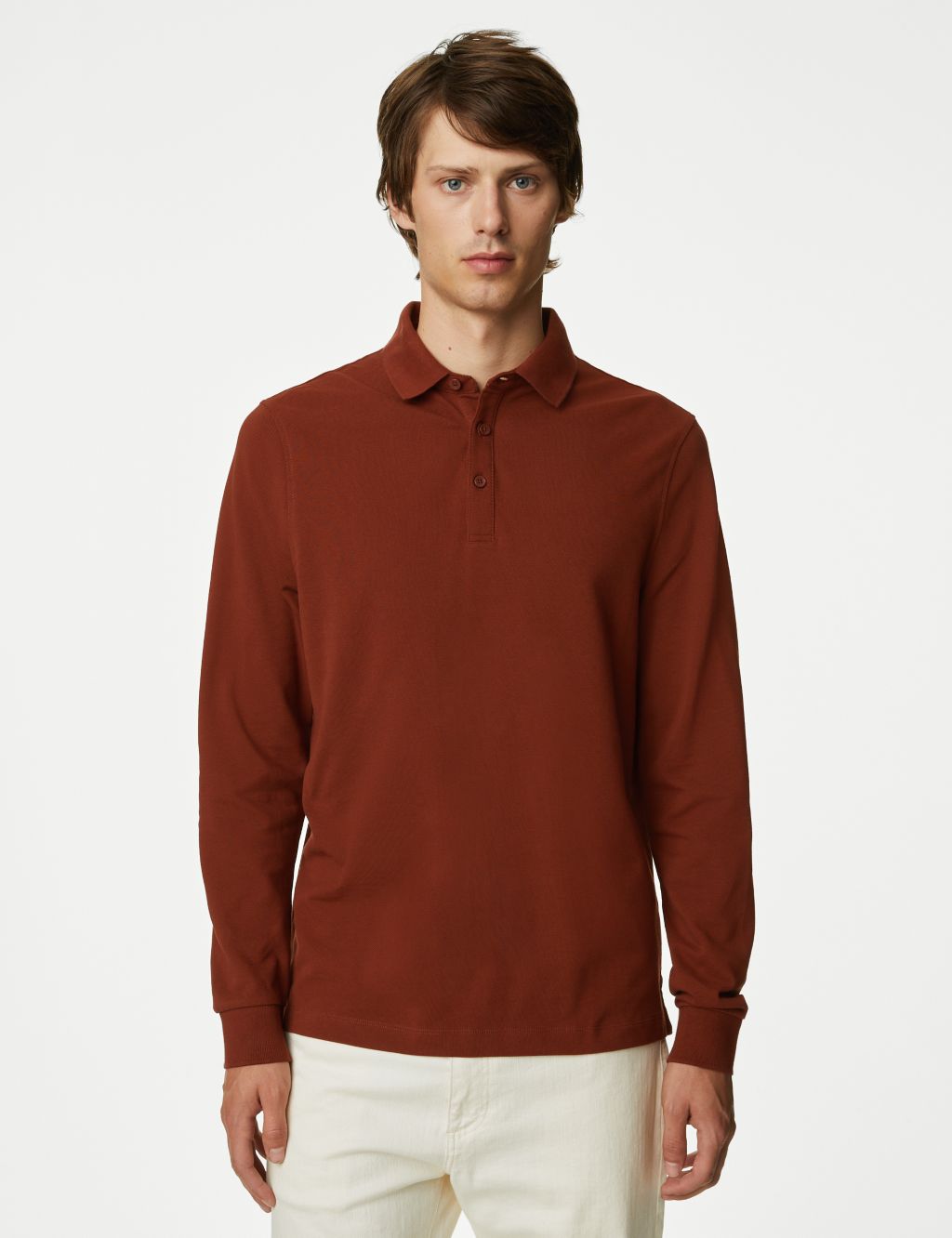 2pk Pure Cotton Long Sleeve Polo Shirts image 3