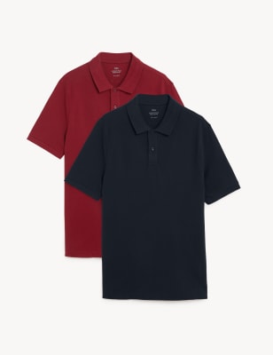 

Mens M&S Collection 2 Pack Pure Cotton Polo Shirts - White Mix, White Mix