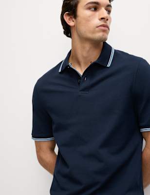 2pk Pure Cotton Tipped Polo Shirts