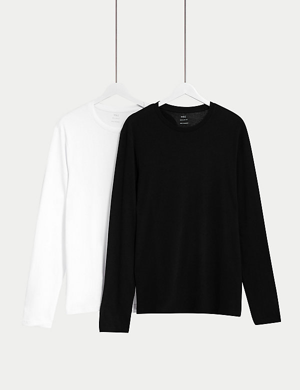 2pk Pure Cotton Long Sleeve T-Shirts - DK