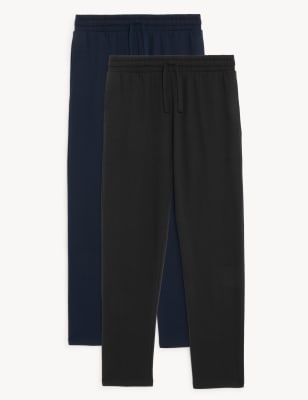 

Mens M&S Collection 2pk Cotton Rich Straight Leg Joggers - Black Mix, Black Mix