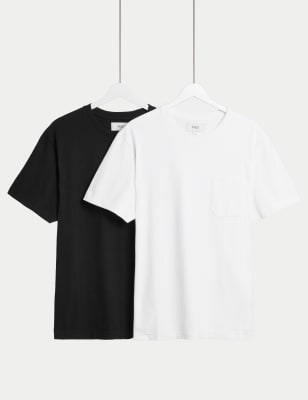 2pk Pure Cotton Crew Neck T-Shirts