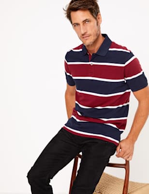Polo 100&nbsp;% coton &agrave; rayures