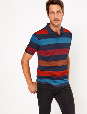 Polo 100&nbsp;% coton &agrave; rayures
