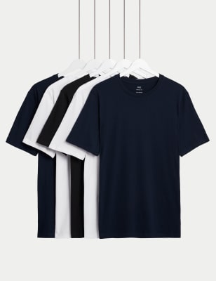 5pk Pure Cotton Crew Neck T-Shirts - DK