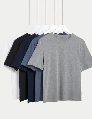 Buy 5pk Pure Cotton Crew Neck T-Shirts | M&S Collection | M&S