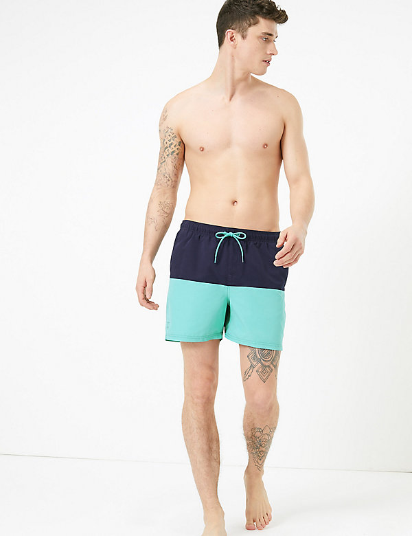Quick Dry Colour Block Swim Shorts - QA