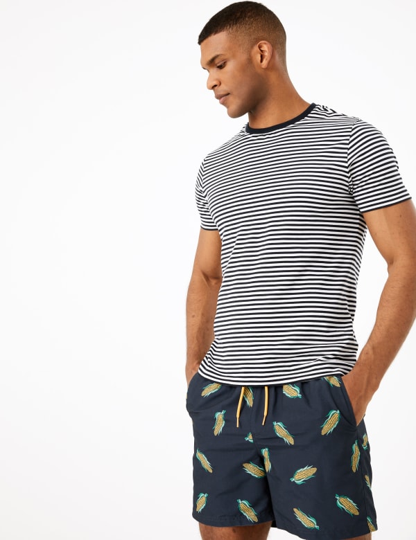 Quick Dry Corn Print Swim Shorts