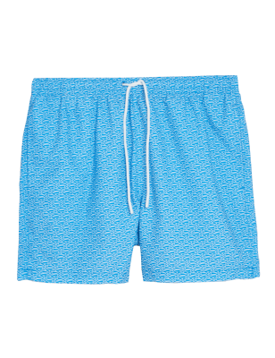 

Mens M&S Collection Schnell trocknende Badeshorts mit geometrischem Muster - Bright Blue, Bright Blue