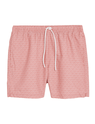 

Mens M&S Collection Schnell trocknende Badeshorts mit geometrischem Muster - Orange Mix, Orange Mix