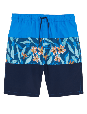 

Mens M&S Collection Schnell trocknende Badehose mit Blumenmuster - Navy Mix, Navy Mix