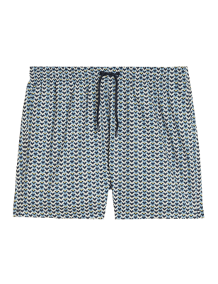 

Mens M&S Collection Schnell trocknende Badehose mit Aufdruck - Blue Mix, Blue Mix