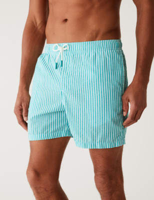 

Mens M&S Collection Quick Dry Striped Seersucker Swim Shorts - Medium Seafoam, Medium Seafoam