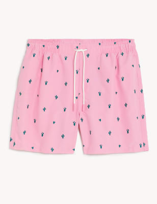 

Mens M&S Collection Quick Dry Embroidered Swim Shorts - Pink, Pink