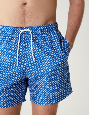 

Mens M&S Collection Quick Dry Geometric Print Swim Shorts - Blue, Blue
