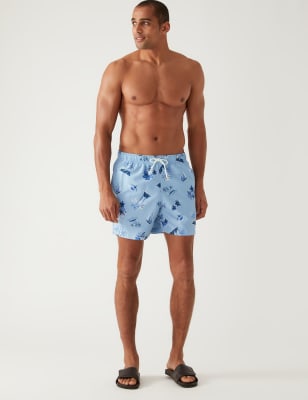 

Mens M&S Collection Quick Dry Hawaiian Print Swim Shorts - Light Blue, Light Blue