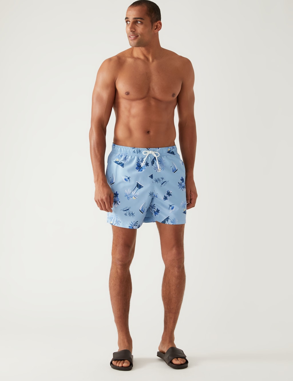 Quick Dry Hawaiian Print Swim Shorts image 1