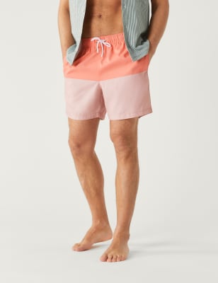 

Mens M&S Collection Quick Dry Colour Block Swim Shorts - Pink Mix, Pink Mix