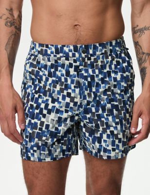 Quick Dry Abstract Print Swim Shorts - JE