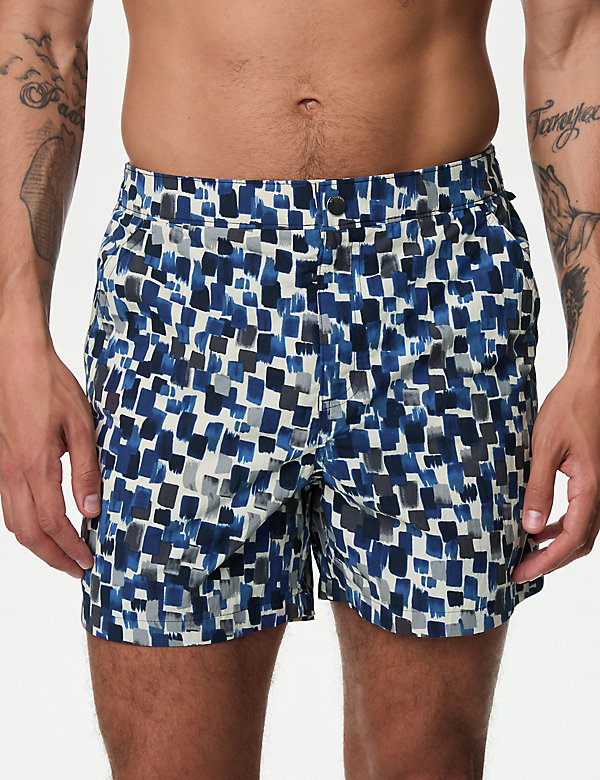 Quick Dry Abstract Print Swim Shorts - AT