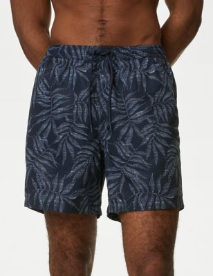 

Mens M&S Collection Quick Dry Palm Print Swim Shorts - Dark Navy, Dark Navy