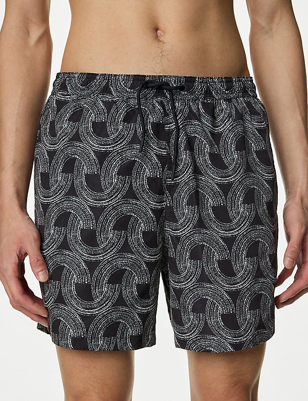 Quick Dry Abstract Print Swim Shorts - BG
