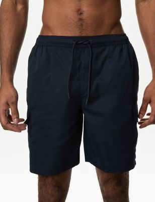 M&S Men's Quick Dry Longer Length Swim Shorts - Dark Navy, Dark Navy,Black